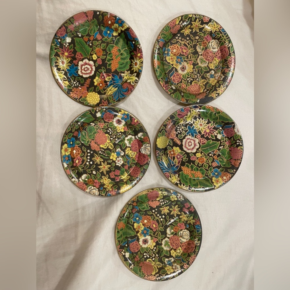 Japanese floral inspired coasters (5) vintage great condition - Picture 1 of 8